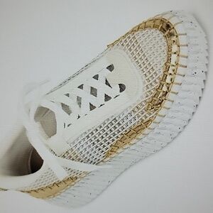 Chloé Nama White Sneakers with Metallic Gold Trim EU Size 39
